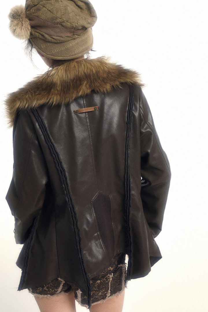 Irregular Leather Jacket
