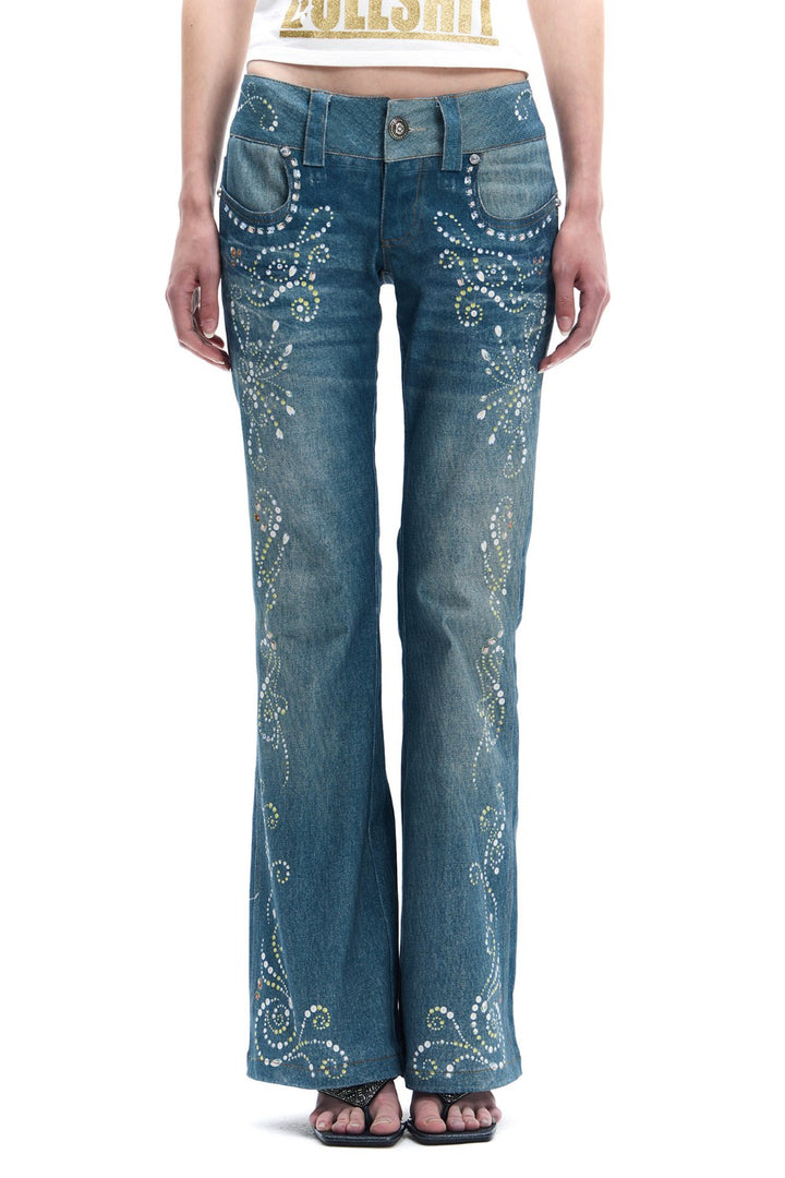 Vintage Rhinestone Flare Jeans