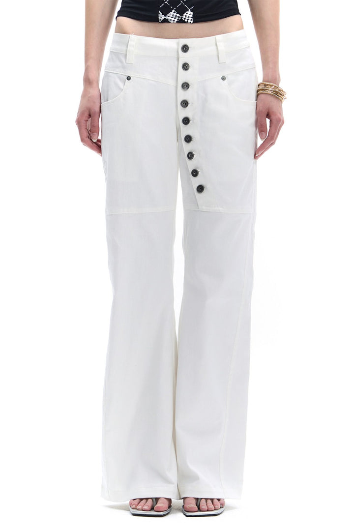 Mia Asymmetrical Button Jeans