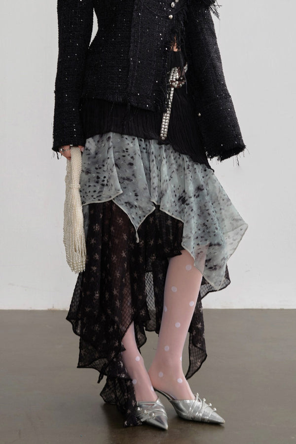 Leopard Chiffon Cascade Skirt