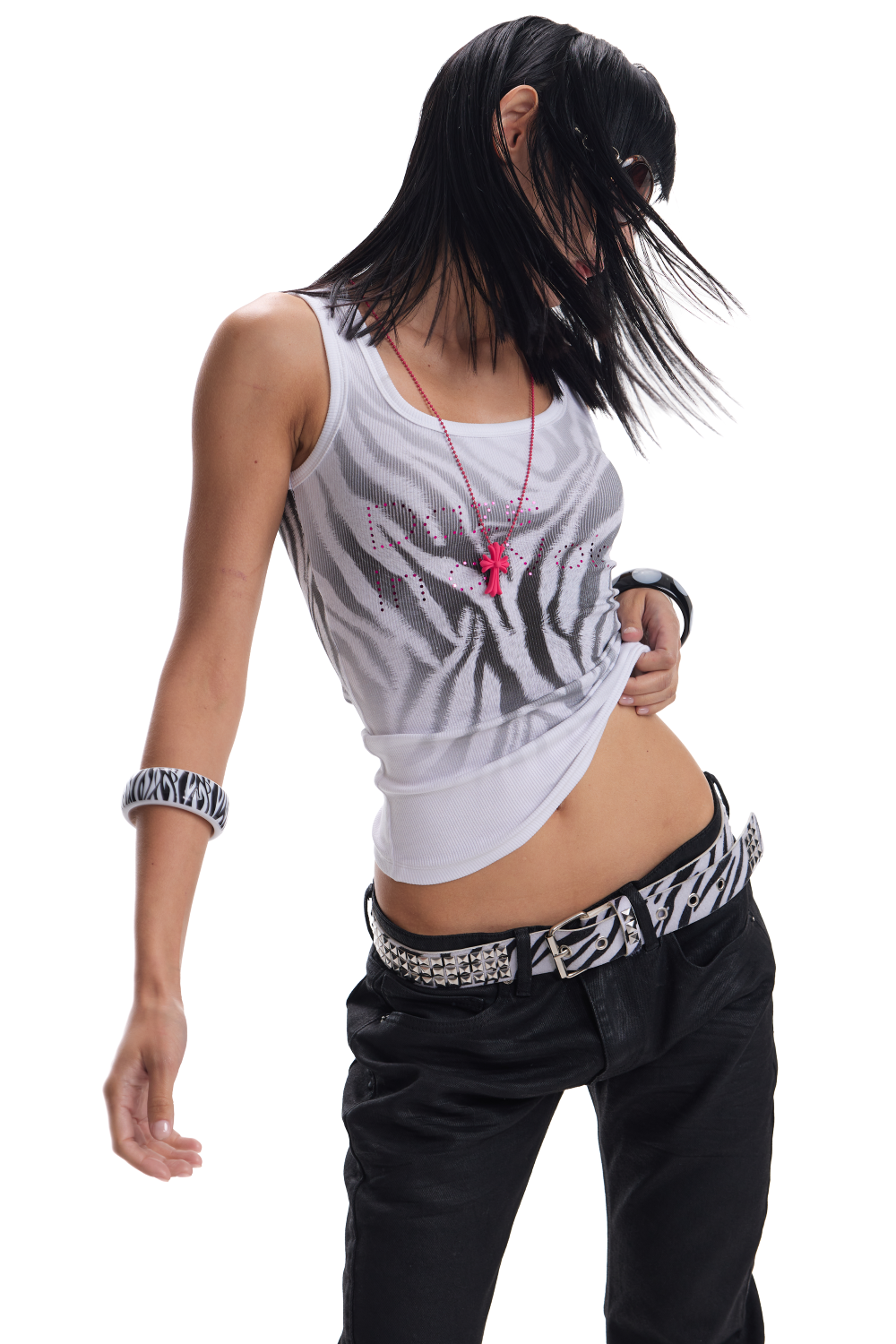 Static Zebra U-Neck Tank Top