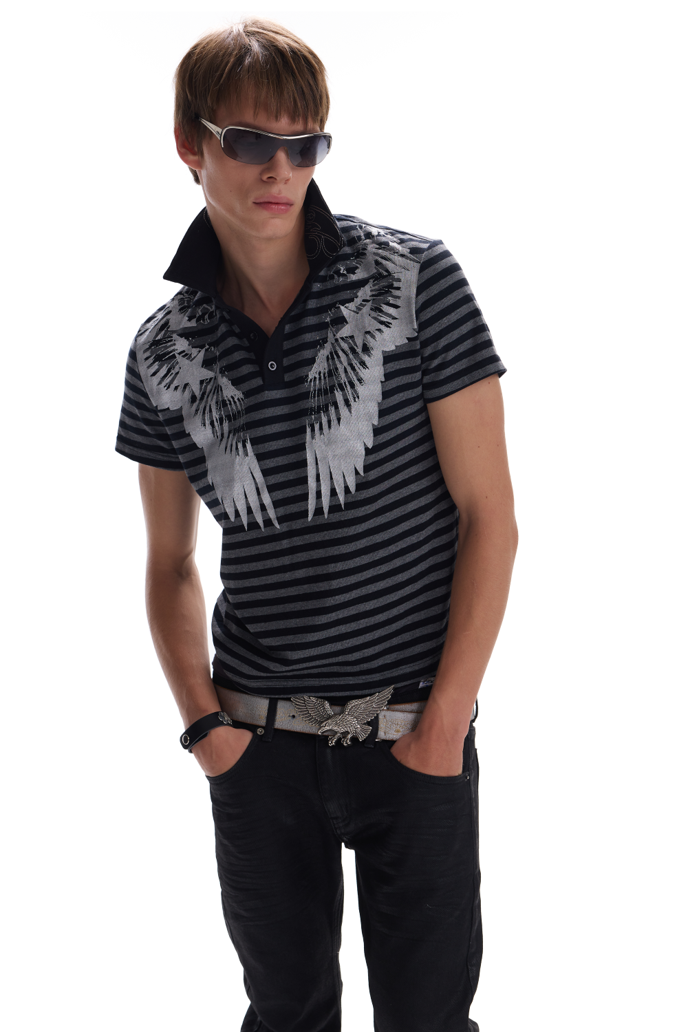 Angel Wings Striped Polo