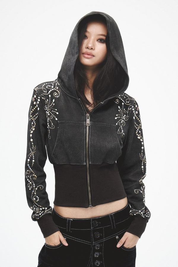 Gia Rhinestone Floral Hoodie