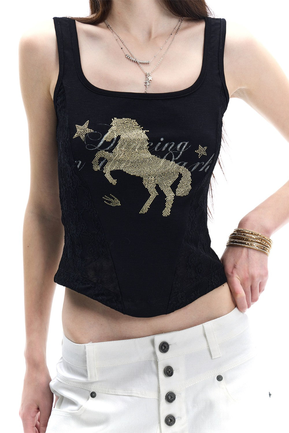 Rhinestone Horse Tank Top