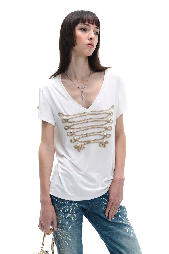 Royal Embroidered Solid T-Shirt
