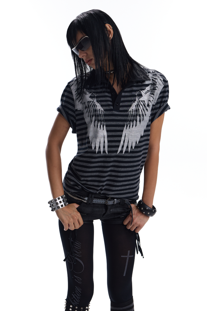 Angel Wings Striped Polo
