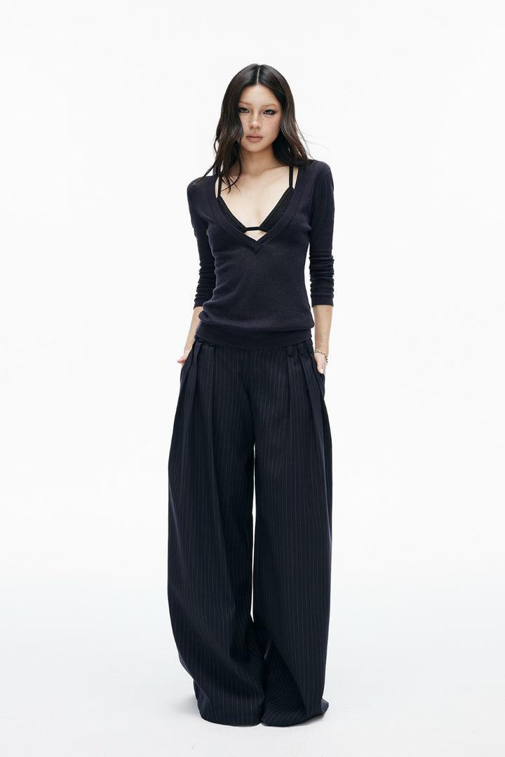 Leni Pinstripe Pleated Trousers