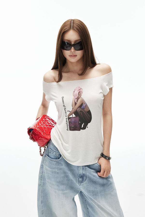 Retro Off-Shoulder Baby Tee