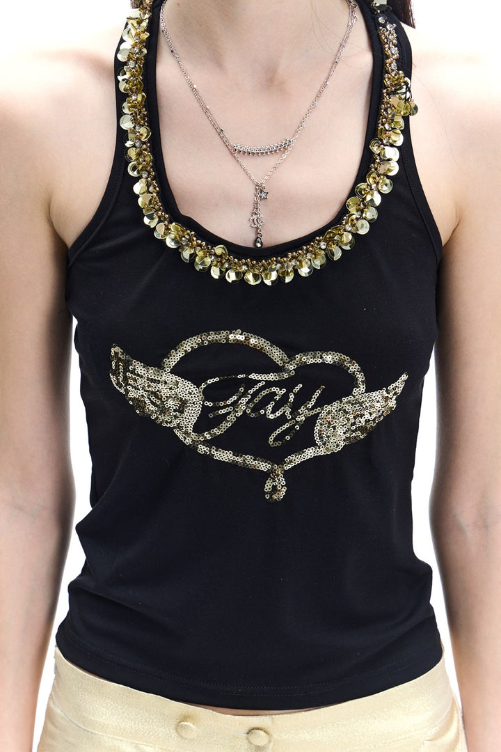Sequin Angel Heart Tank
