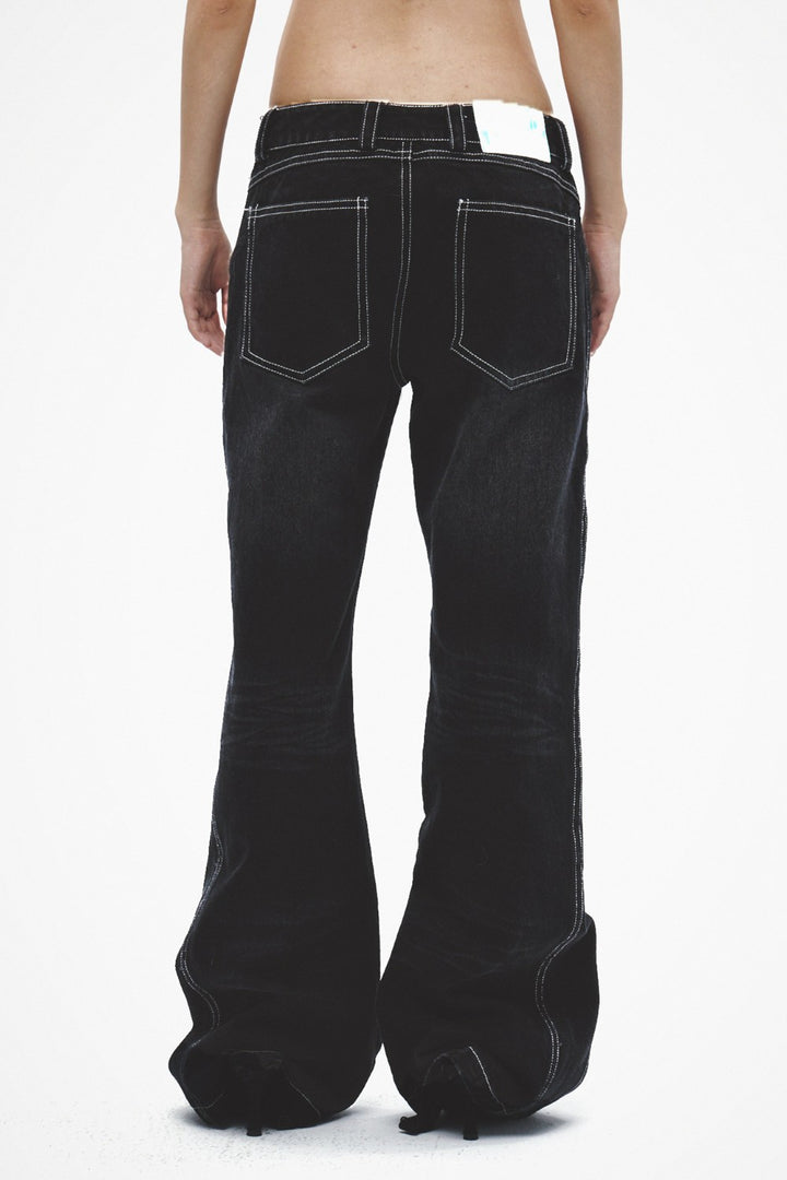 Button Front Stitch Jeans