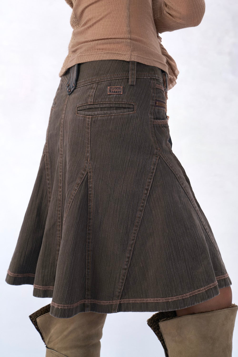 Vintage Pleated Flare Skirt