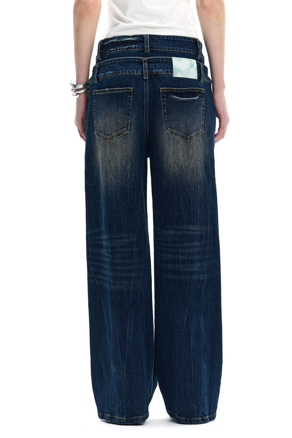 Dark Wash Double Waist Jeans