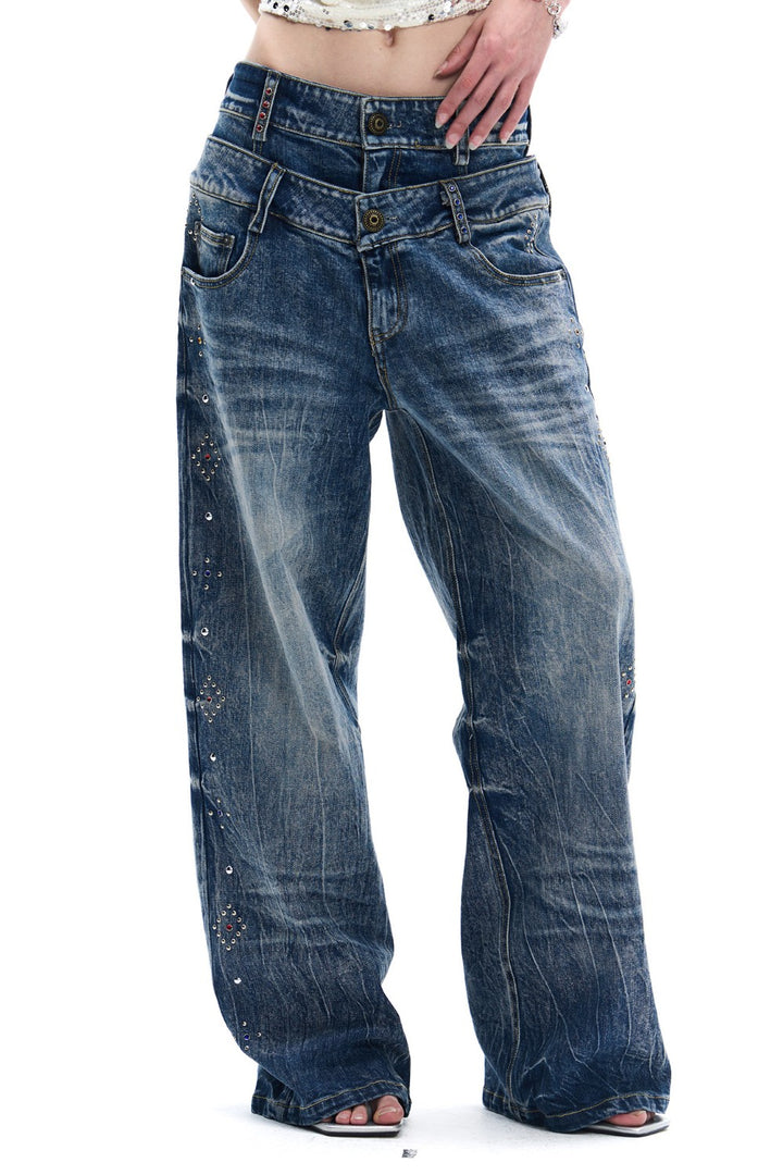 Light Wash Double Waist Jeans