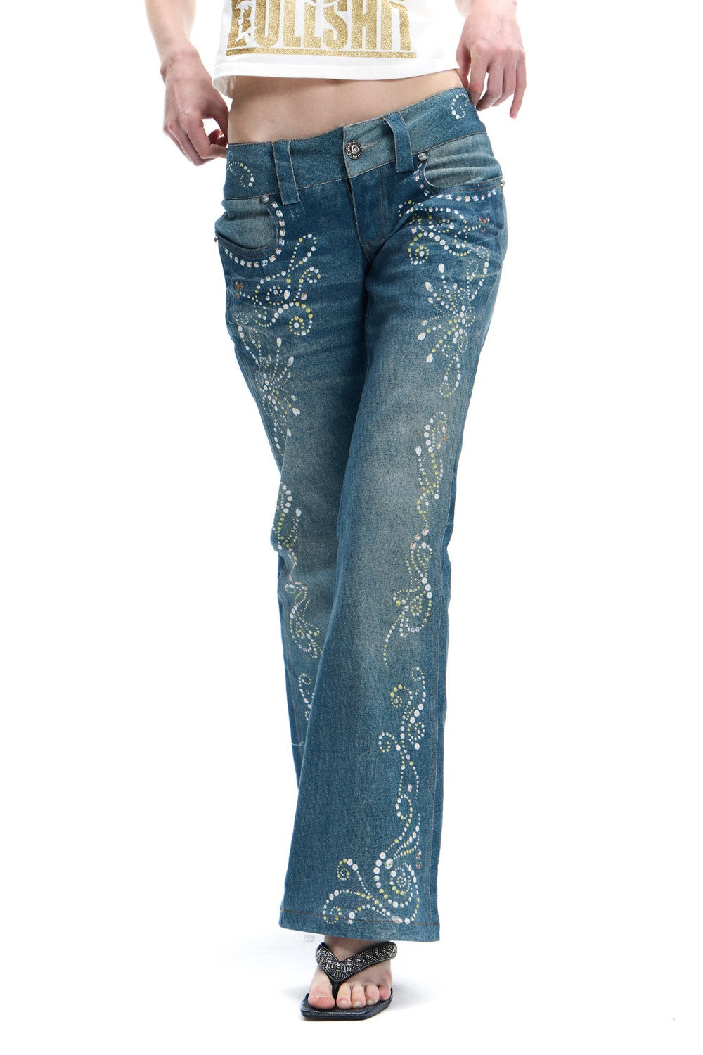 Vintage Rhinestone Flare Jeans