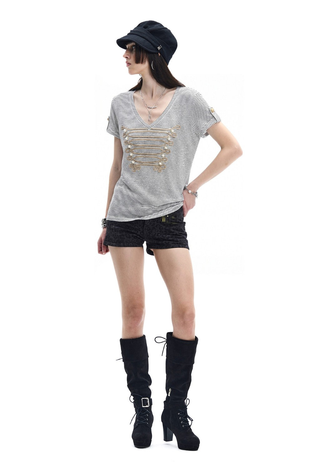 Royal Embroidered Stripe T-Shirt