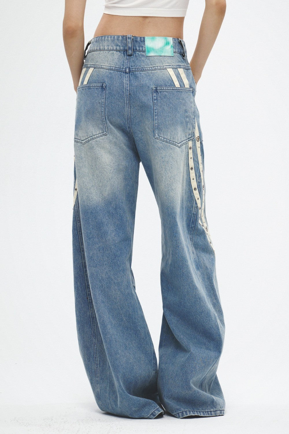 Embellished Panel Wide-Leg Jeans