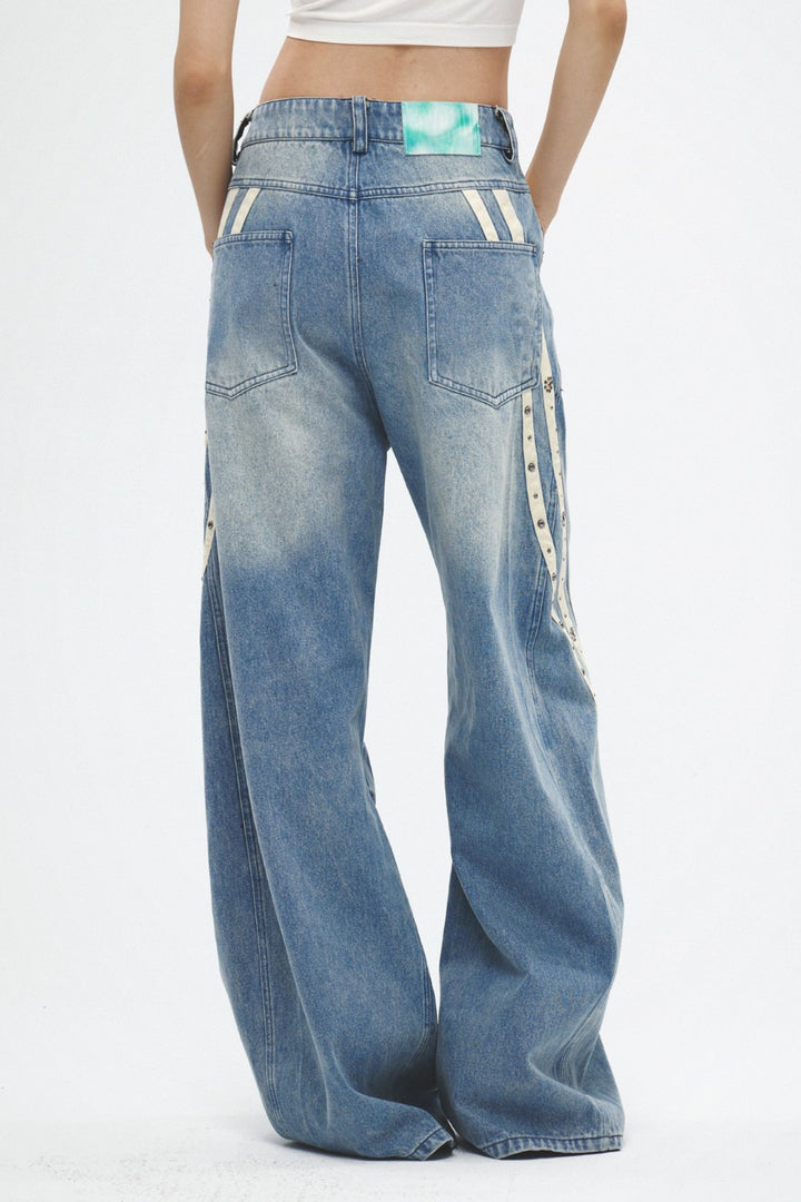 Embellished Panel Wide-Leg Jeans