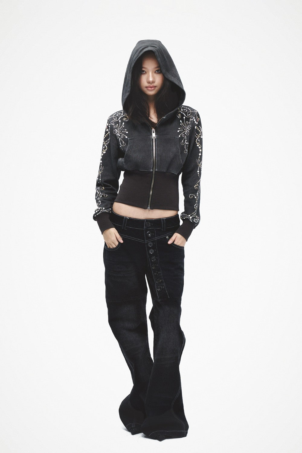 Gia Rhinestone Floral Hoodie