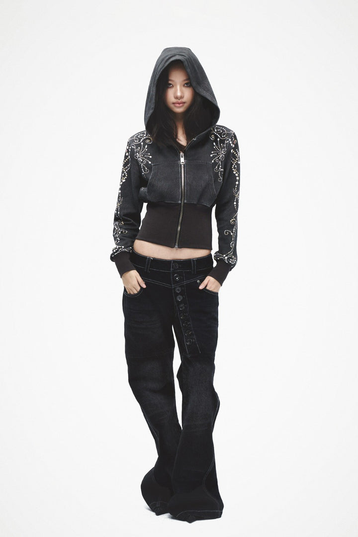 Gia Rhinestone Floral Hoodie