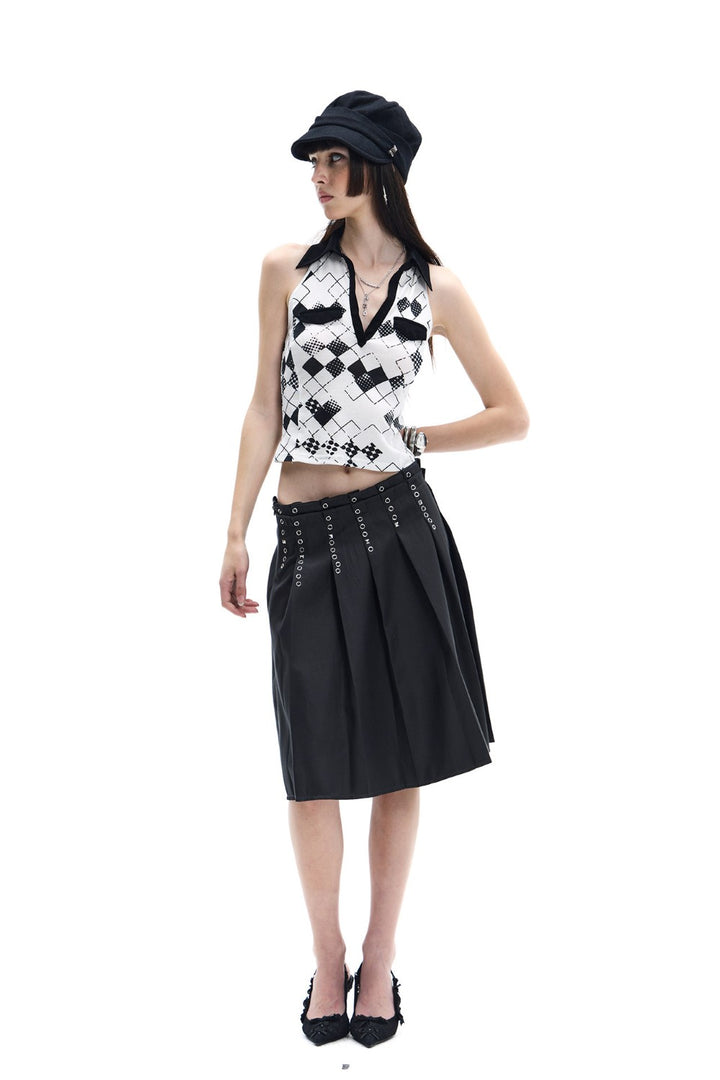 Double Waist Pleated Skirt