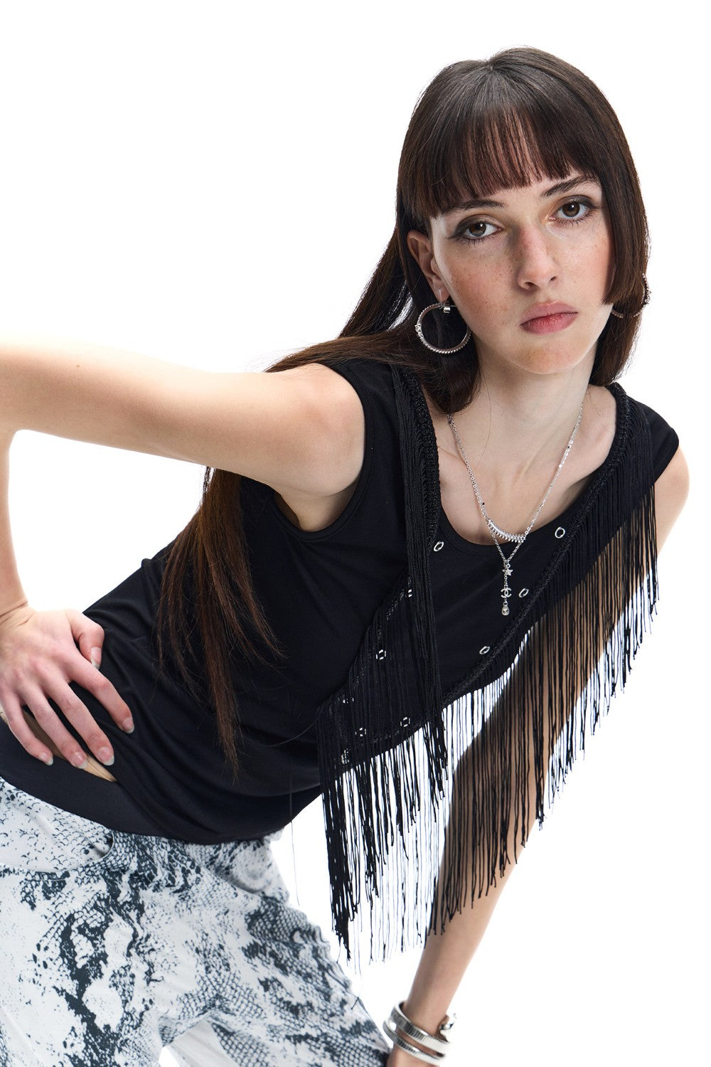 Black Fringe Tank Top