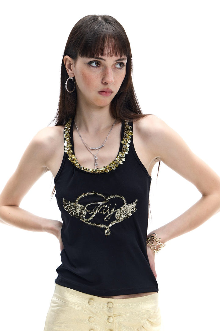 Sequin Angel Heart Tank