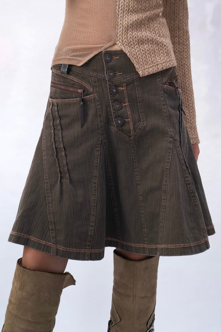 Vintage Pleated Flare Skirt
