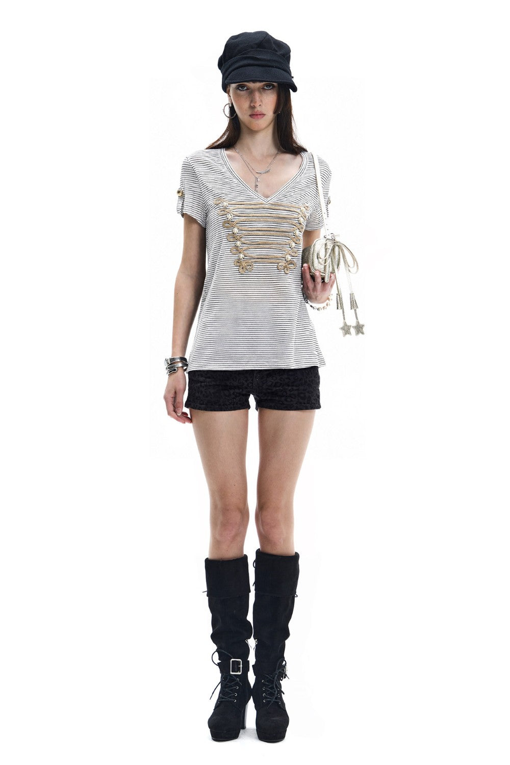 Royal Embroidered Stripe T-Shirt