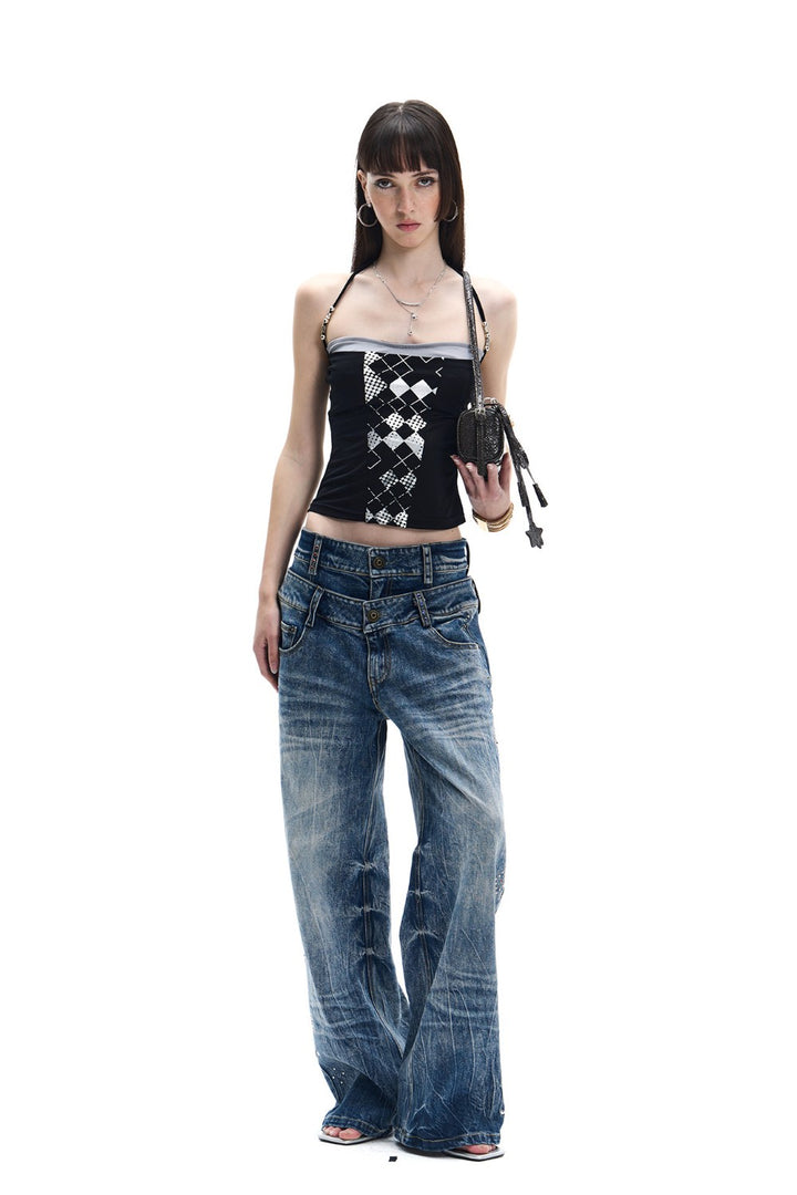 Light Wash Double Waist Jeans