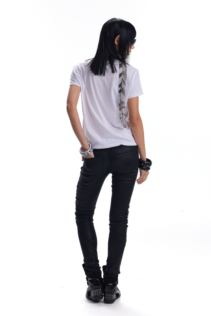 Cross Crystal V-Neck Shirt