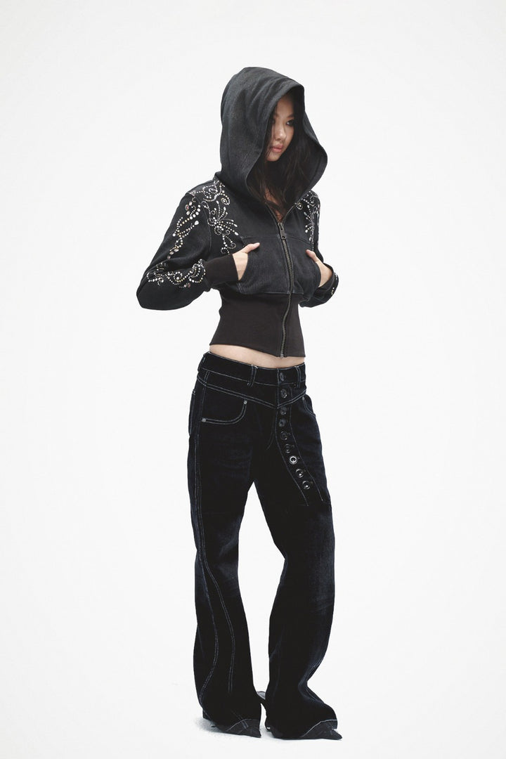 Gia Rhinestone Floral Hoodie