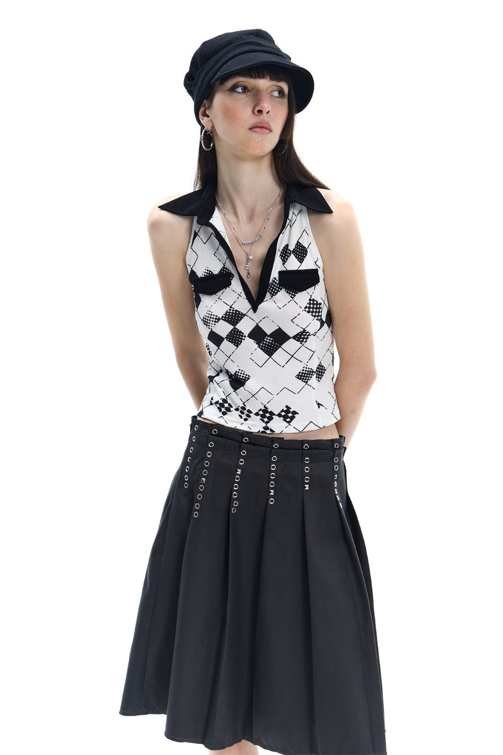 Vintage Argyle Collared Top
