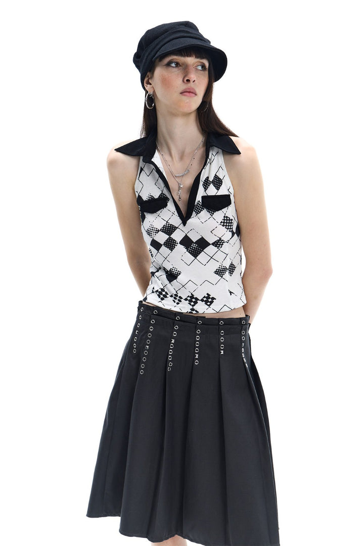 Vintage Argyle Collared Top