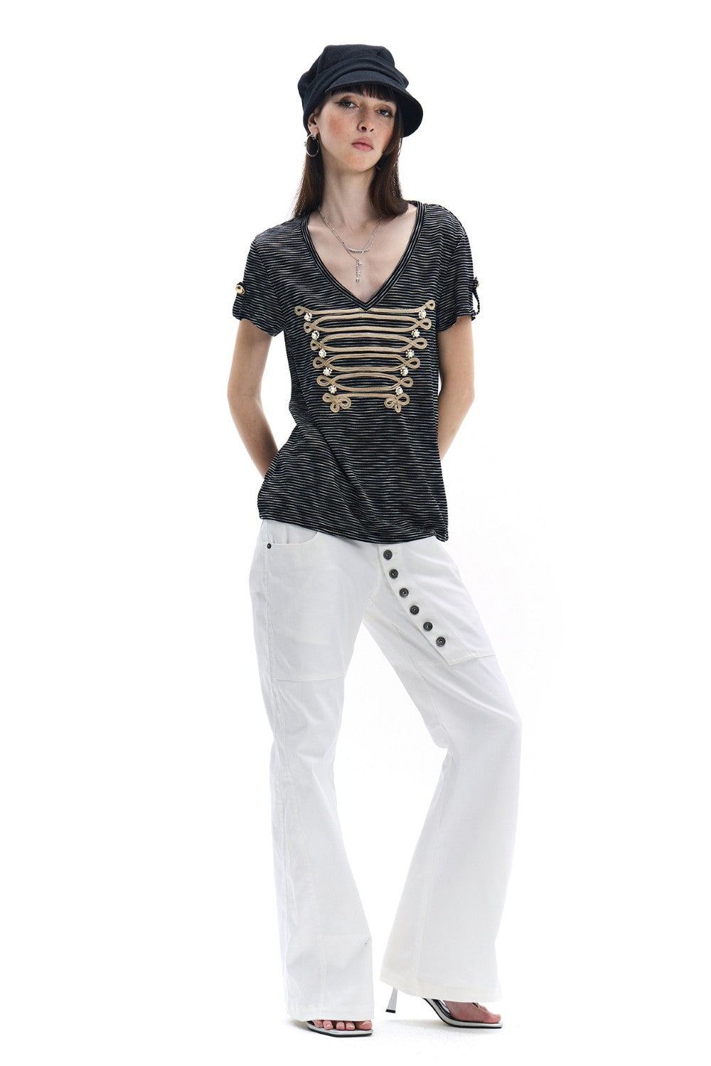 Royal Embroidered Stripe T-Shirt