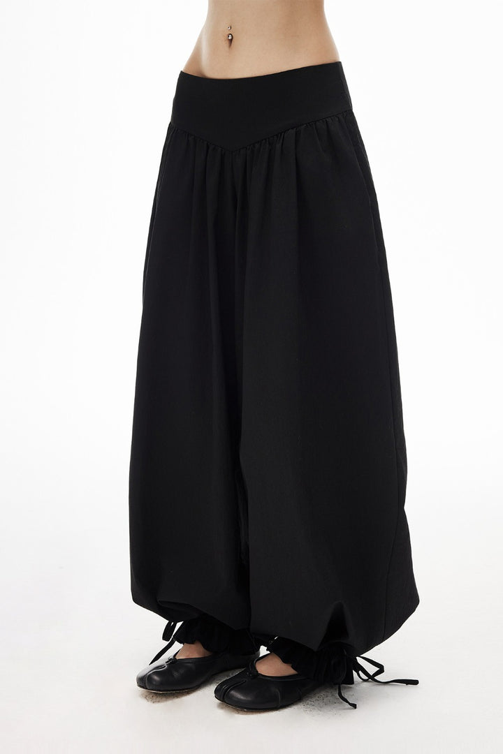 Noir Ribbon Harem Pants