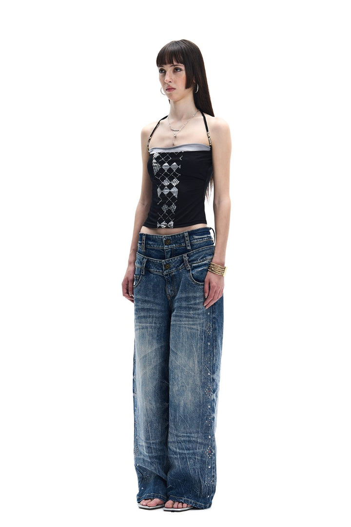 Light Wash Double Waist Jeans