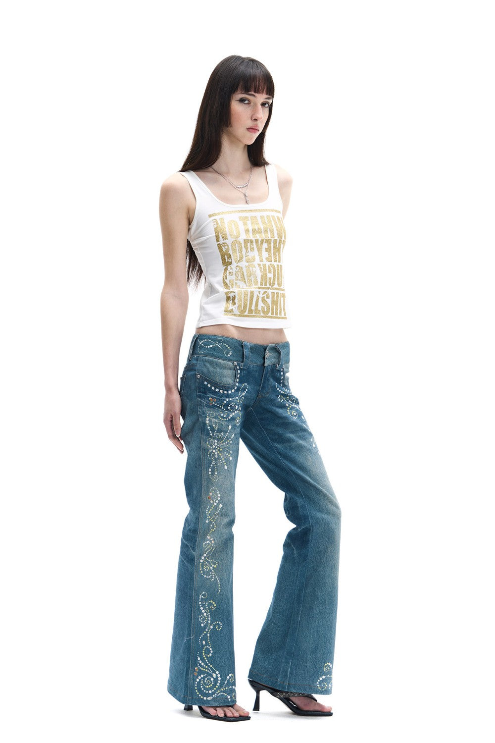 Vintage Rhinestone Flare Jeans