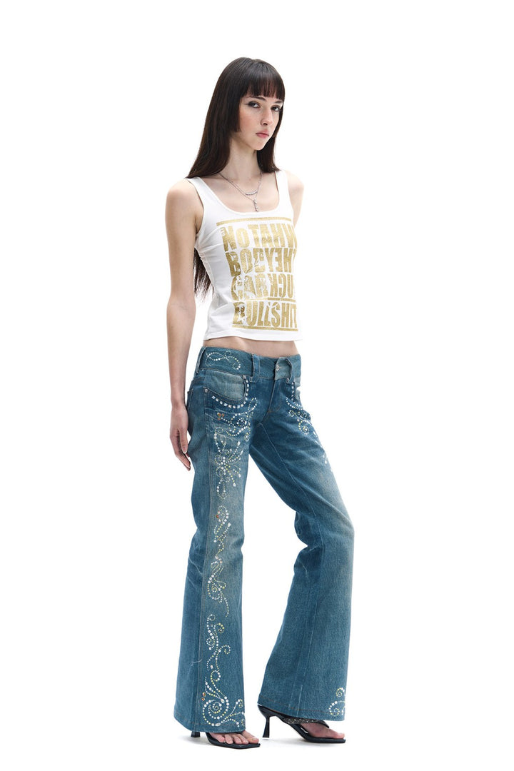 Vintage Rhinestone Flare Jeans