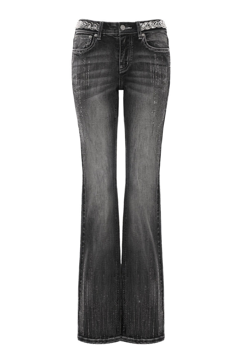 Rhinestone Wash Bootcut Jeans