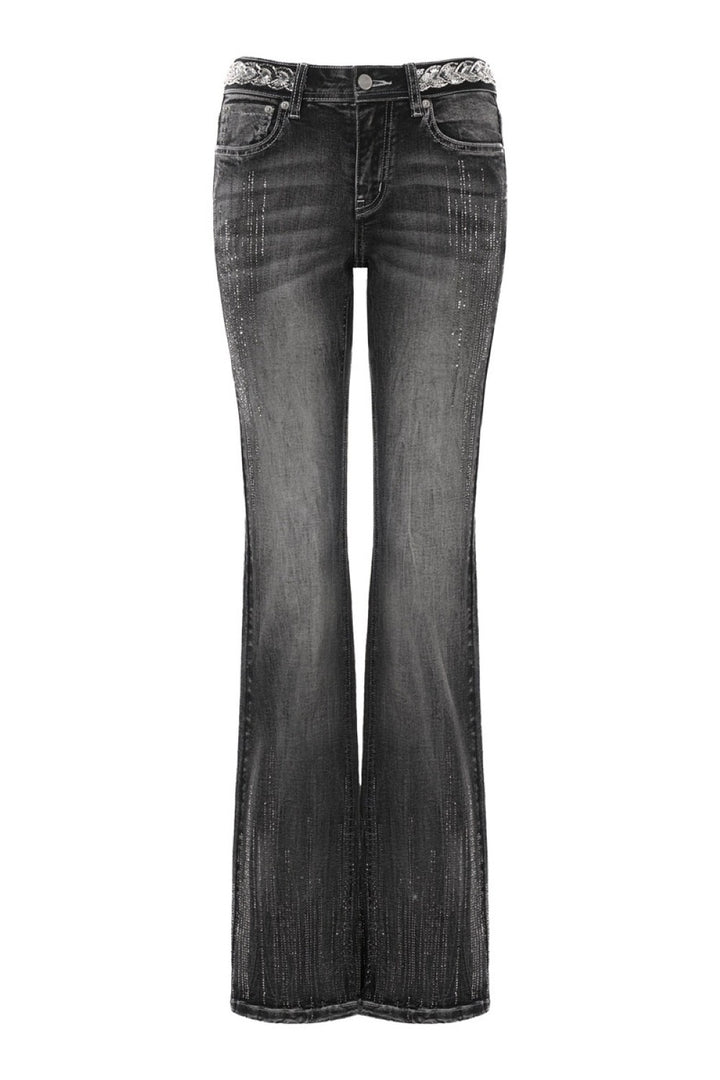 Rhinestone Wash Bootcut Jeans
