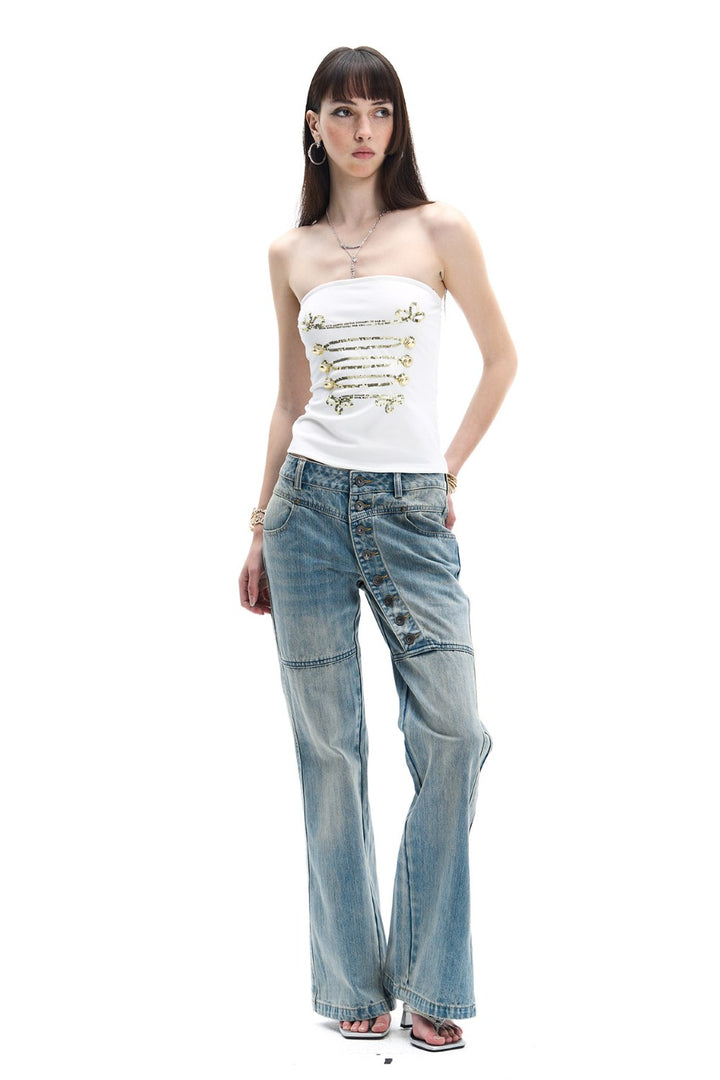 Royal Embroidered Tube Top
