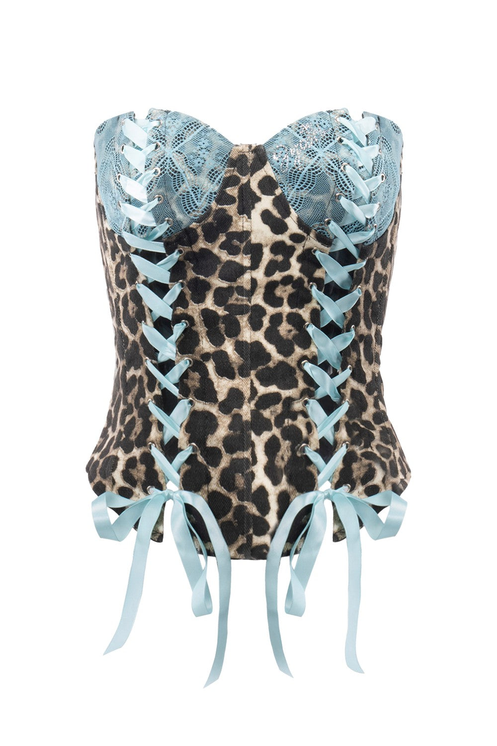 Leopard Lace Ribbon Corset