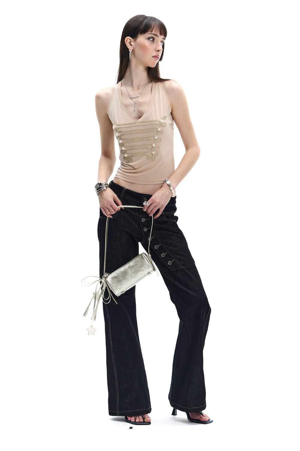 Metallic Barrel Shoulder Bag