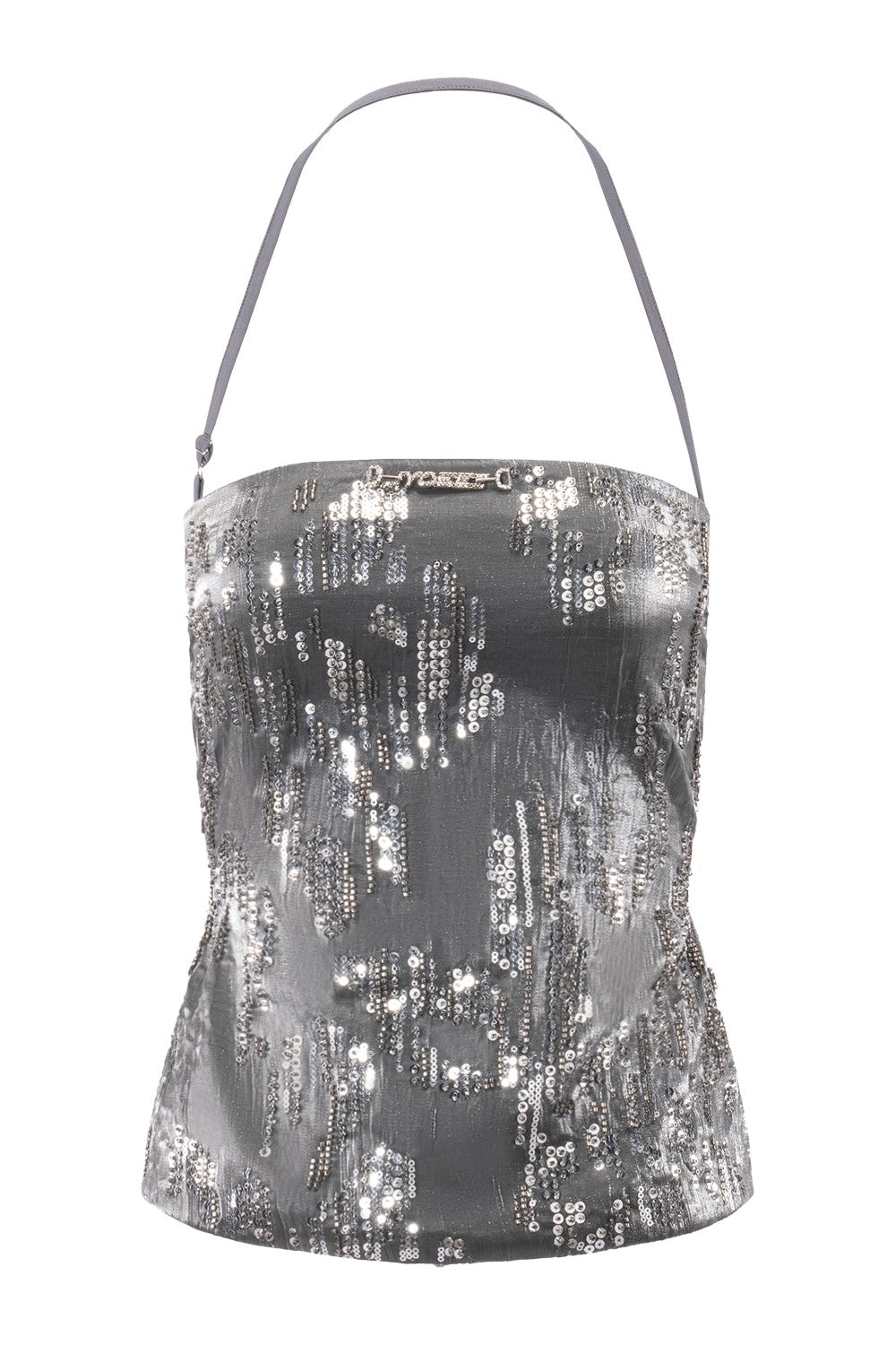 Backless Sequin Halter Top