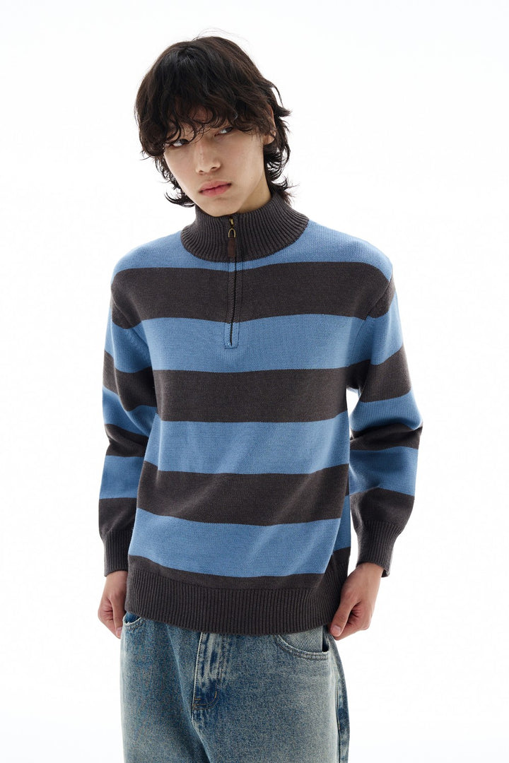 Vintage Stripe Zip Sweater