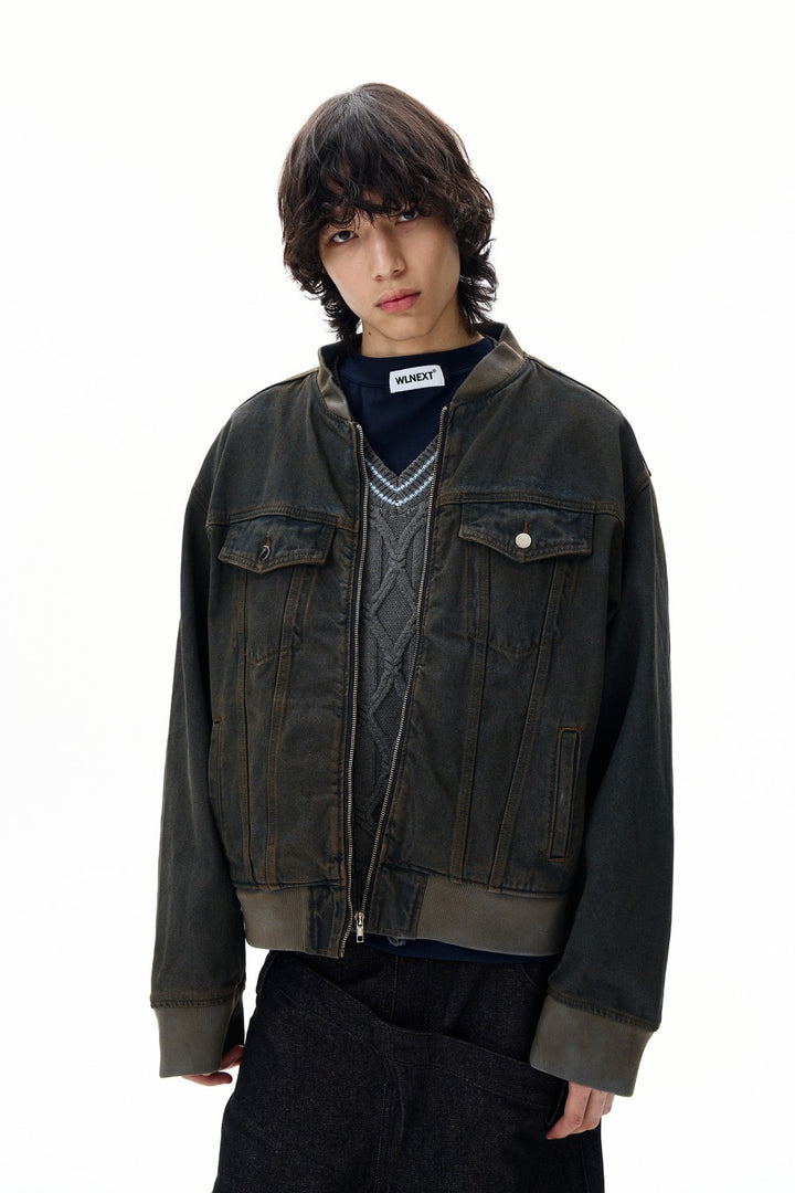 Distressed Retro Denim Jacket