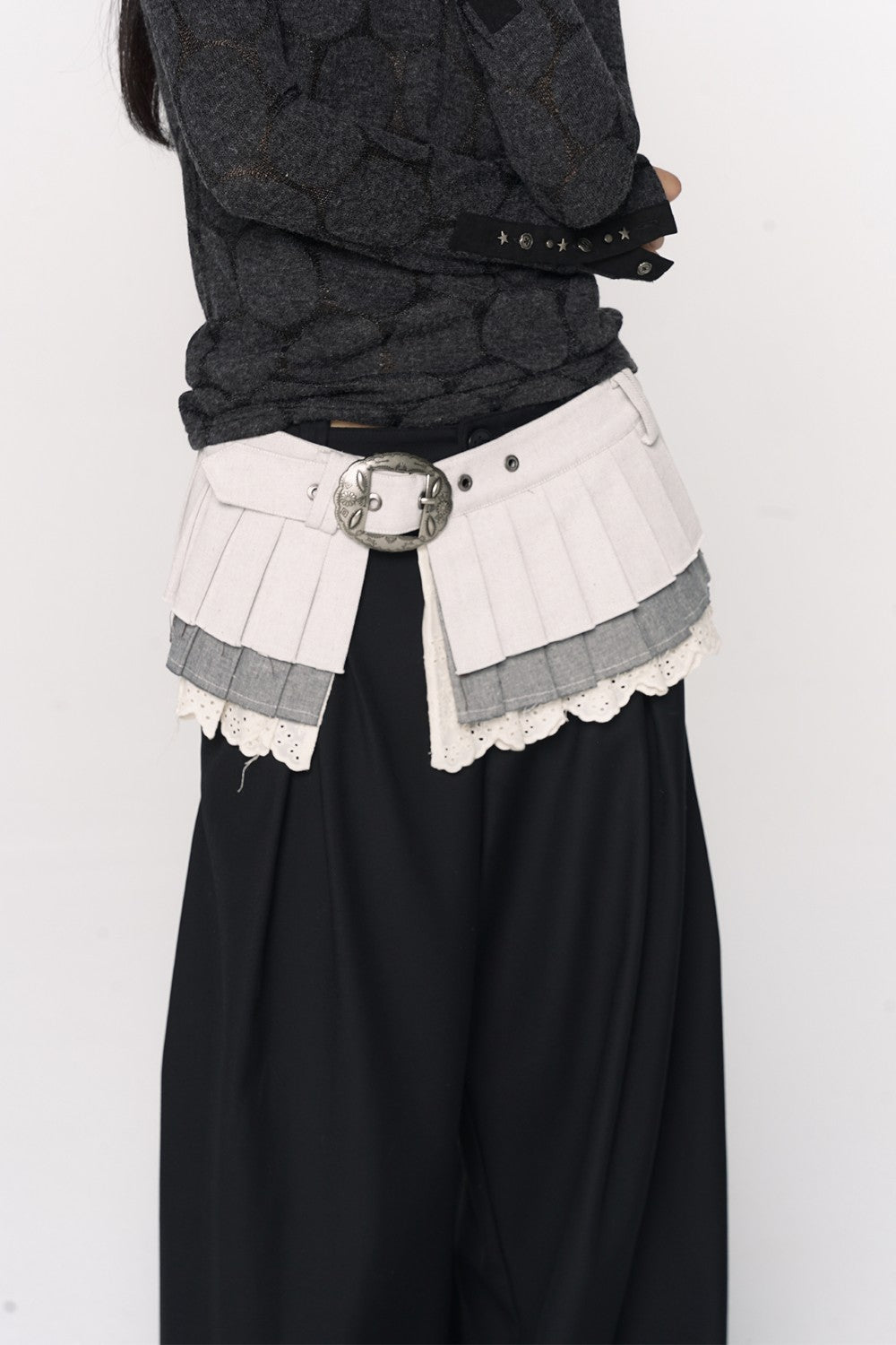 Triple Pleat Overlay Skirt
