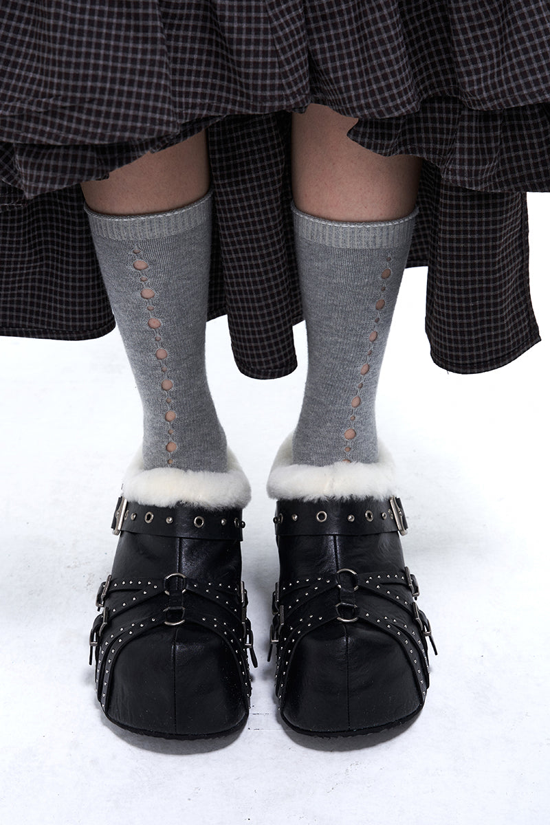 Shearling Buckle Mules