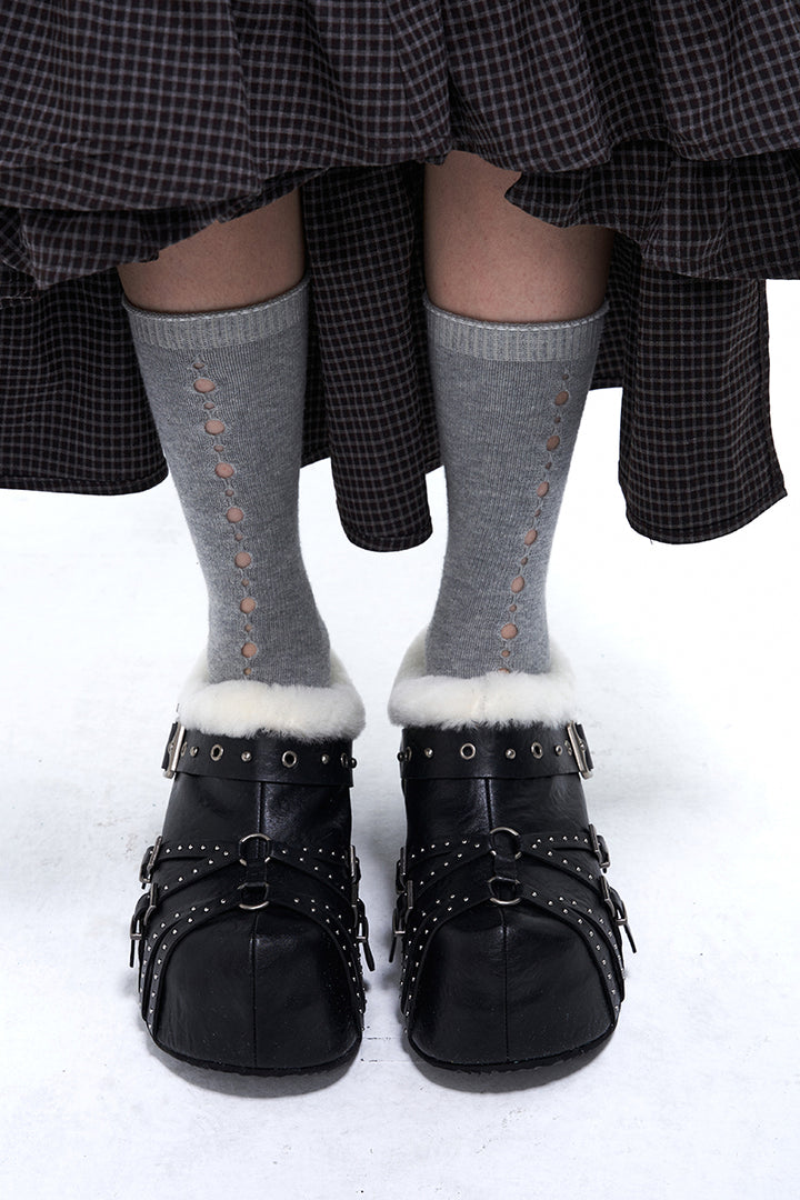 Shearling Buckle Mules