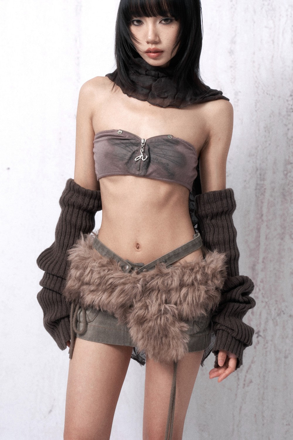 Mauve Ruffled Two-Piece Shirt